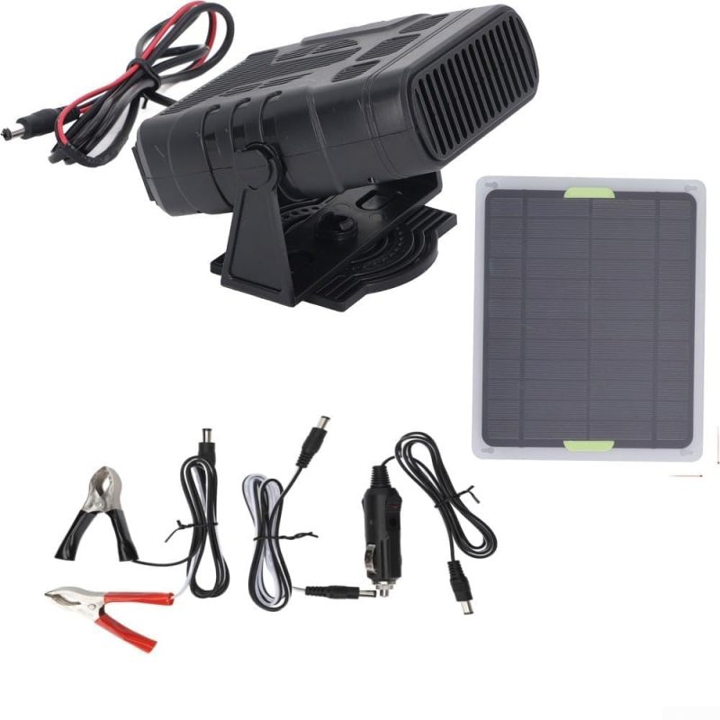 Solar Air Heater 20W Black 12V Solar Powered Heater - Cord-Free Convection Heating for Greenhouses and Outdoor Pet Shelters - Image 1