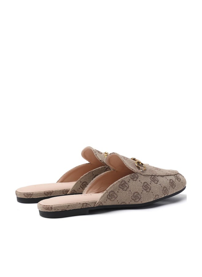 Minorsu Buckle Mules for Women Round Toe Slip On Flats Backless Slides Comfortable Shoes Ladies Loafers Khaki - Image 1