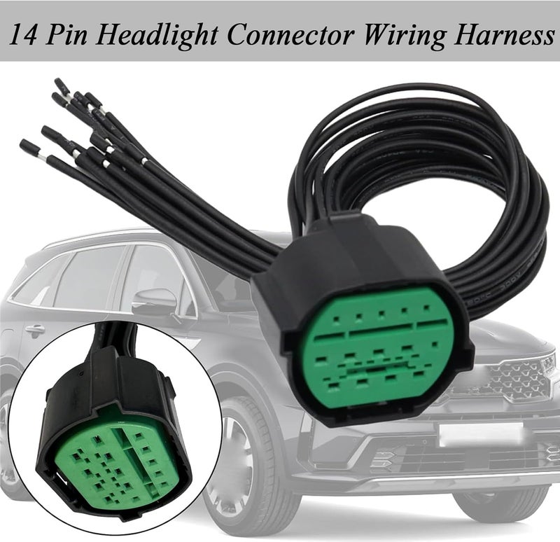 Micarun 2 Pcs 14 Pin Headlight Connector Wiring Harness Pigtail Plug for Kia and Hyundai - Image 3