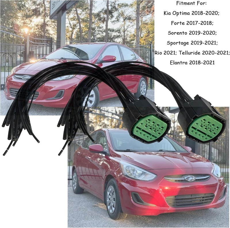 Micarun 2 Pcs 14 Pin Headlight Connector Wiring Harness Pigtail Plug for Kia and Hyundai - Image 2