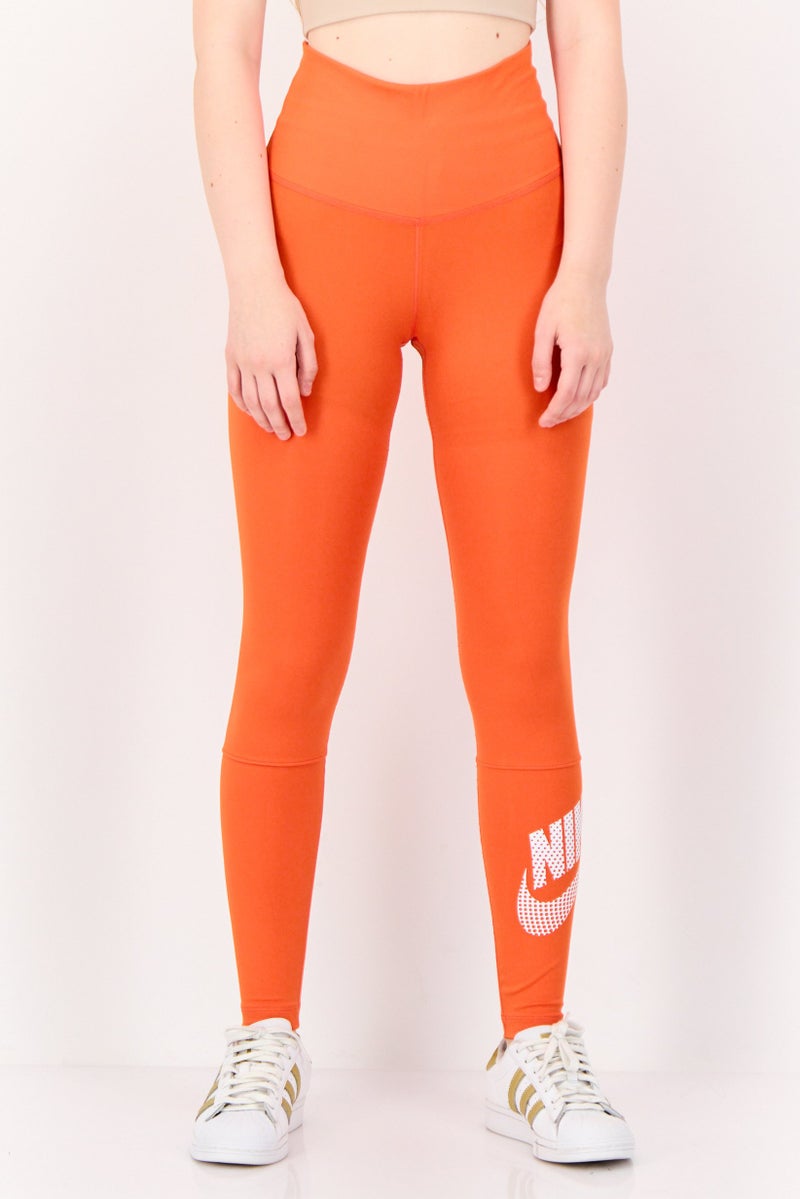 Nike Women Dri-Fit Brand Logo Training Leggings, Orange  - Image 1
