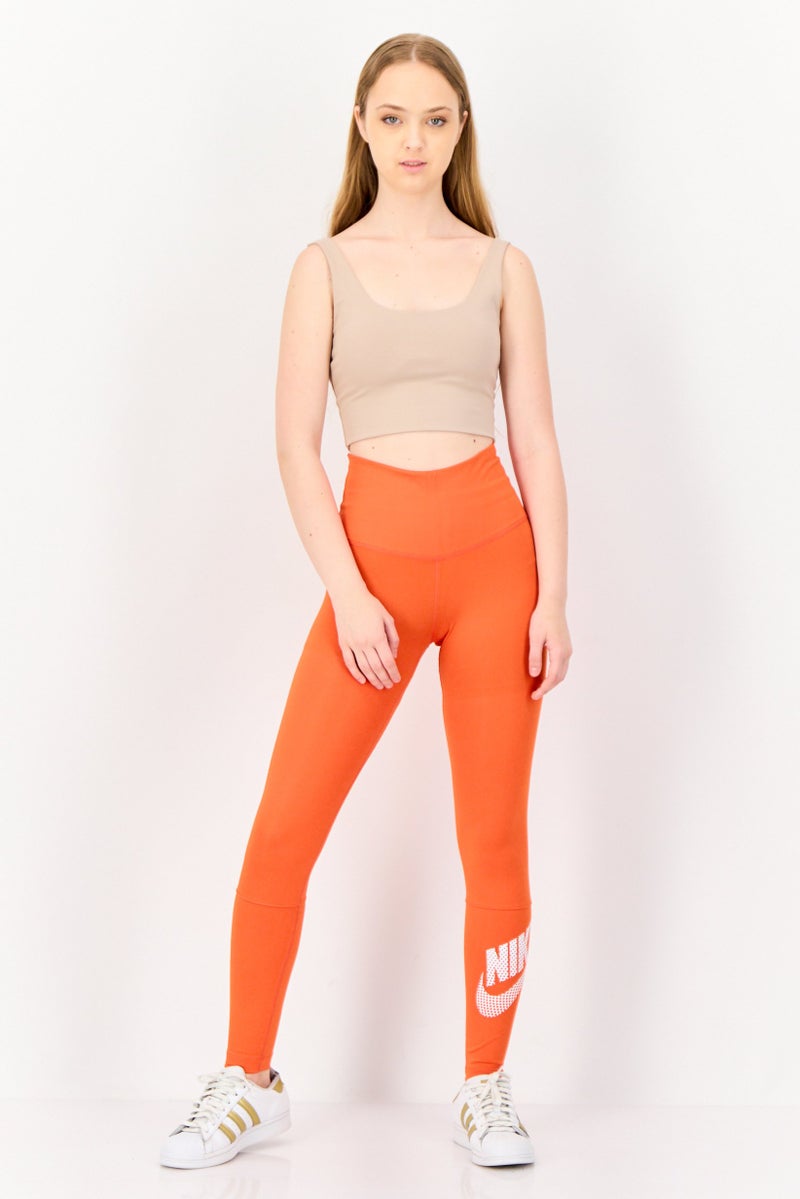 Nike Women Dri-Fit Brand Logo Training Leggings, Orange - Image 4