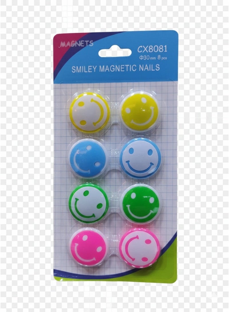 Magnets Smiley Magnetic Nails – 30mm Colorful Smiley Face Magnets for Whiteboards & Refrigerators - Image 1