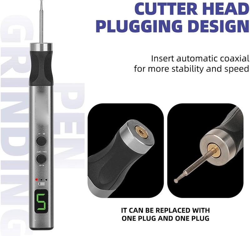 GOWENIC Mini Cordless Tool, USB Rechargeable Grinding Pen with 5 Speeds, Mini Engraving Pen Set for Electronics Repair Cutting Drilling Polishing - Image 3