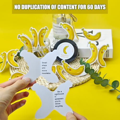 RDJNVGU 60 Positive Pickle Cards Jar, Positive Affirmation Cards for Women, Graduation Gift for Teens, Mothers Day Gifts for Mom, Birthday Gifts for Women Men Teens Teachers Friends, Non-repetitive (Banana) - Image 4