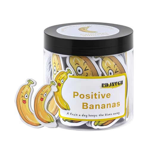 RDJNVGU 60 Positive Pickle Cards Jar, Positive Affirmation Cards for Women, Graduation Gift for Teens, Mothers Day Gifts for Mom, Birthday Gifts for Women Men Teens Teachers Friends, Non-repetitive (Banana) - Image 1