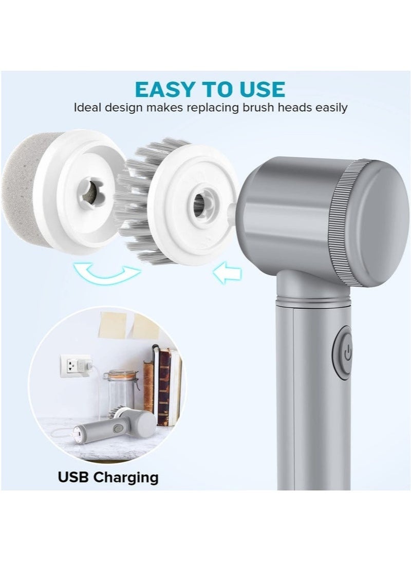 Bukela Electric Spin Scrubber, Electric Cleaning Brush with 6 Replaceable Brush Heads, Handheld Electric Shower Scrubber for Bathtub, Floor, Wall, Tile, Toilet - Image 4