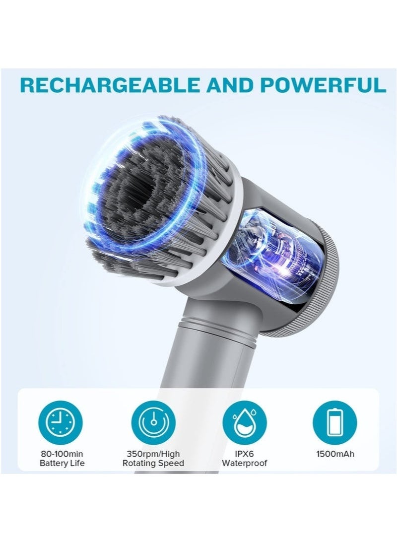 Bukela Electric Spin Scrubber, Electric Cleaning Brush with 6 Replaceable Brush Heads, Handheld Electric Shower Scrubber for Bathtub, Floor, Wall, Tile, Toilet - Image 2