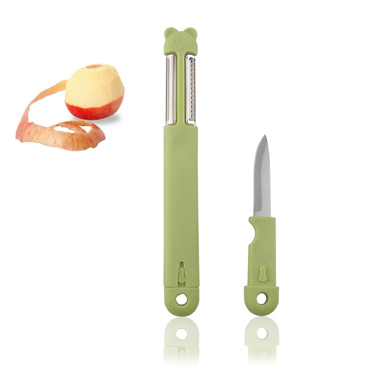 Supvox® Kitchen Peeler Grater 3 in 1 Stainless Steel Peeler Grater with Intergrated Fruit Cutter, Double Sided Multifunctional Peeler and Grater, Portable Peeler, Easy to Clean, Utility Kitchen Tool - Image 1