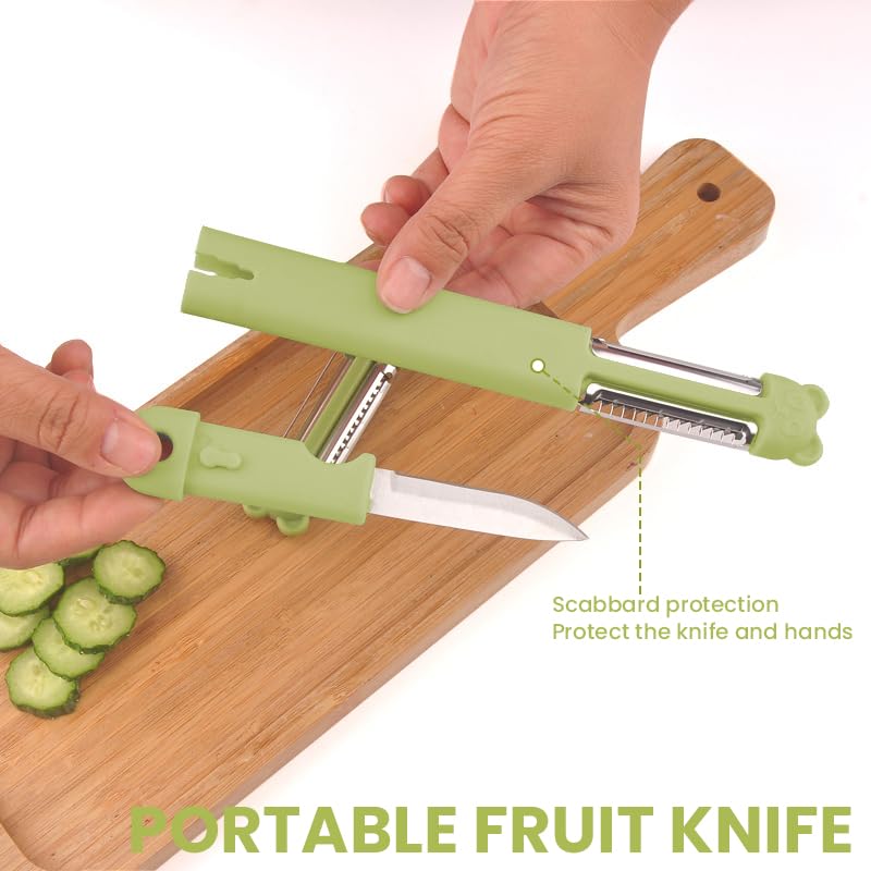 Supvox® Kitchen Peeler Grater 3 in 1 Stainless Steel Peeler Grater with Intergrated Fruit Cutter, Double Sided Multifunctional Peeler and Grater, Portable Peeler, Easy to Clean, Utility Kitchen Tool - Image 4