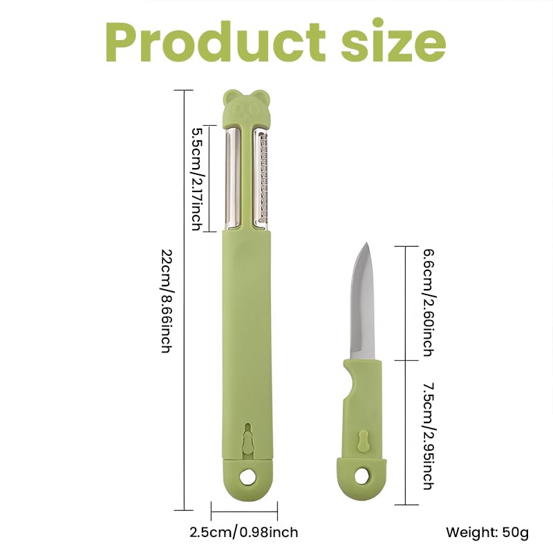 Supvox® Kitchen Peeler Grater 3 in 1 Stainless Steel Peeler Grater with Intergrated Fruit Cutter, Double Sided Multifunctional Peeler and Grater, Portable Peeler, Easy to Clean, Utility Kitchen Tool - Image 3
