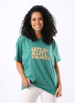 Arafa Green soft cotton Double Face Printed T-shirt  - Image 1