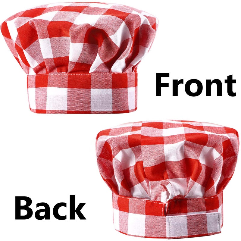 Satinior SATINIOR 2 Pcs Halloween Chef Costume Chef Hat Apron Set for Adult Baker Apron Hat Costume for Cosplay Party Gift(Red  White Plaid Style)  - Image 3
