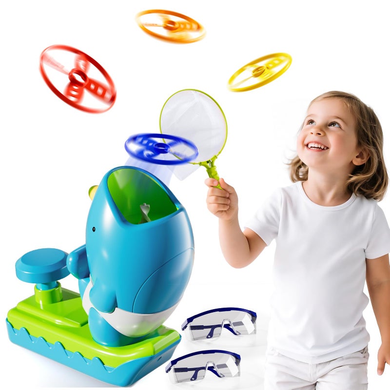 Novaluki Flying Disc Launcher Outdoor Toys with 1 Whale Launcher, 24 Flying Discs, 2 Butterfly Nets and 2 Protective Glasses, Outside Toys for Kids Ages 3-5 6-8 Boys Girls Chasing Catching Games Birthday Gifts - Image 1
