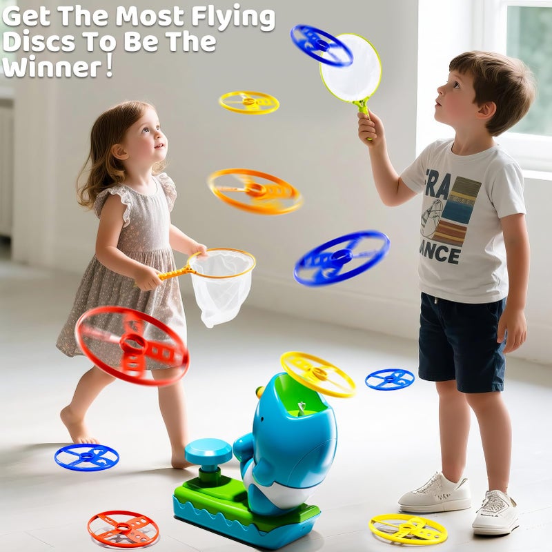 Novaluki Flying Disc Launcher Outdoor Toys with 1 Whale Launcher, 24 Flying Discs, 2 Butterfly Nets and 2 Protective Glasses, Outside Toys for Kids Ages 3-5 6-8 Boys Girls Chasing Catching Games Birthday Gifts - Image 4