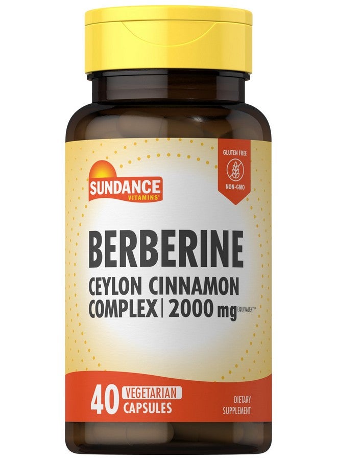 Sundance Berberine with Ceylon Cinnamon | 2000mg | 40 Capsules | Vegetarian, Non-GMO & Gluten Free Supplement - Image 1