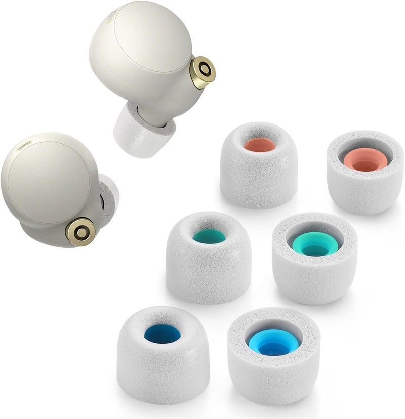 MAKINGTEC Memory Foam Tips for Sony WF-1000XM4 / WF-1000XM3, Anti-Slip Replacement Ear Tips for Sony True Wireless Earphones, Fit in The Charging Case, Perfect Noise Cancellation, 3 Pairs (Assorted Size, Gray) - Image 1