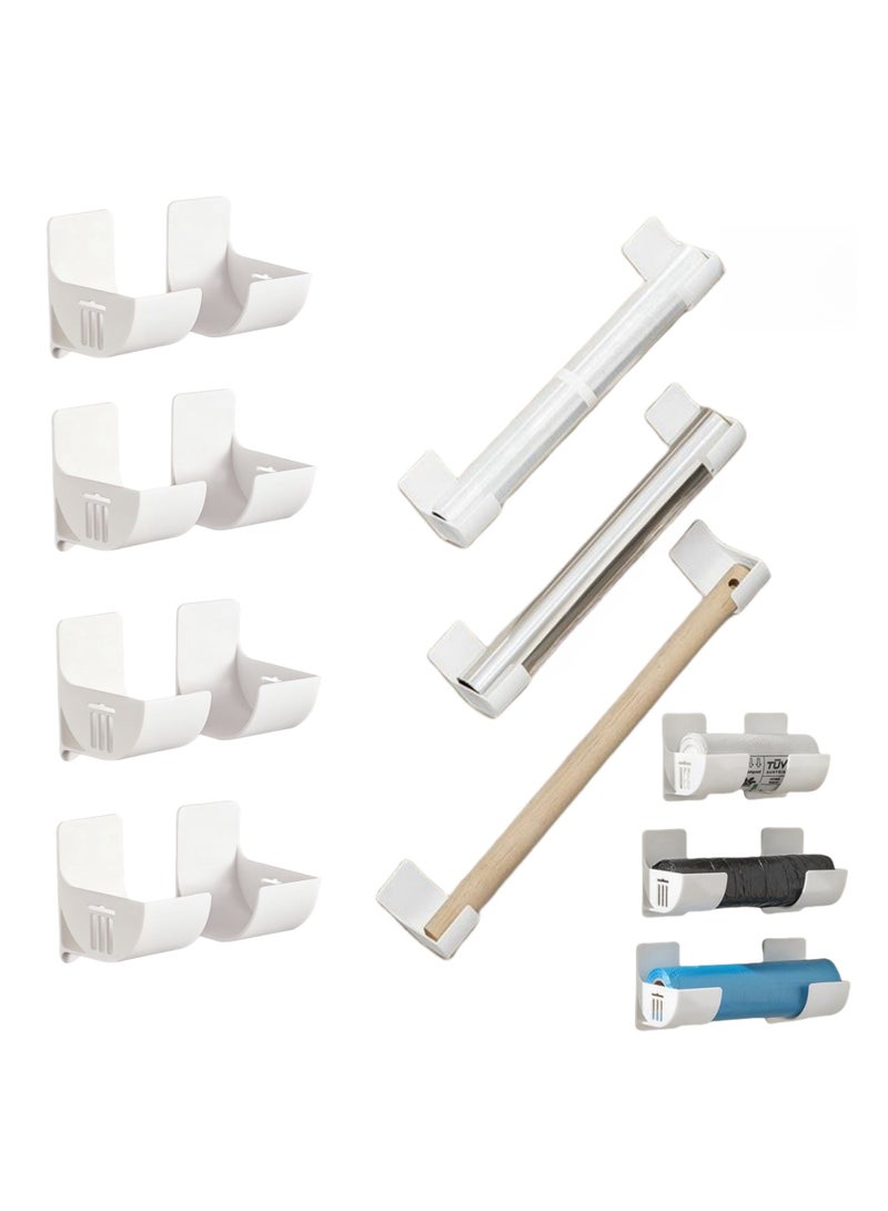 NOVOLAN Cling Film & Foil Holders, 4 Pairs No-Drill Storage Racks, Convenient Saran Wrap and Trash Bag Organizers, Side-Mount Fridge Storage Solution, Adhesive Installation, Bags Up to 6cm Diameter - Image 1