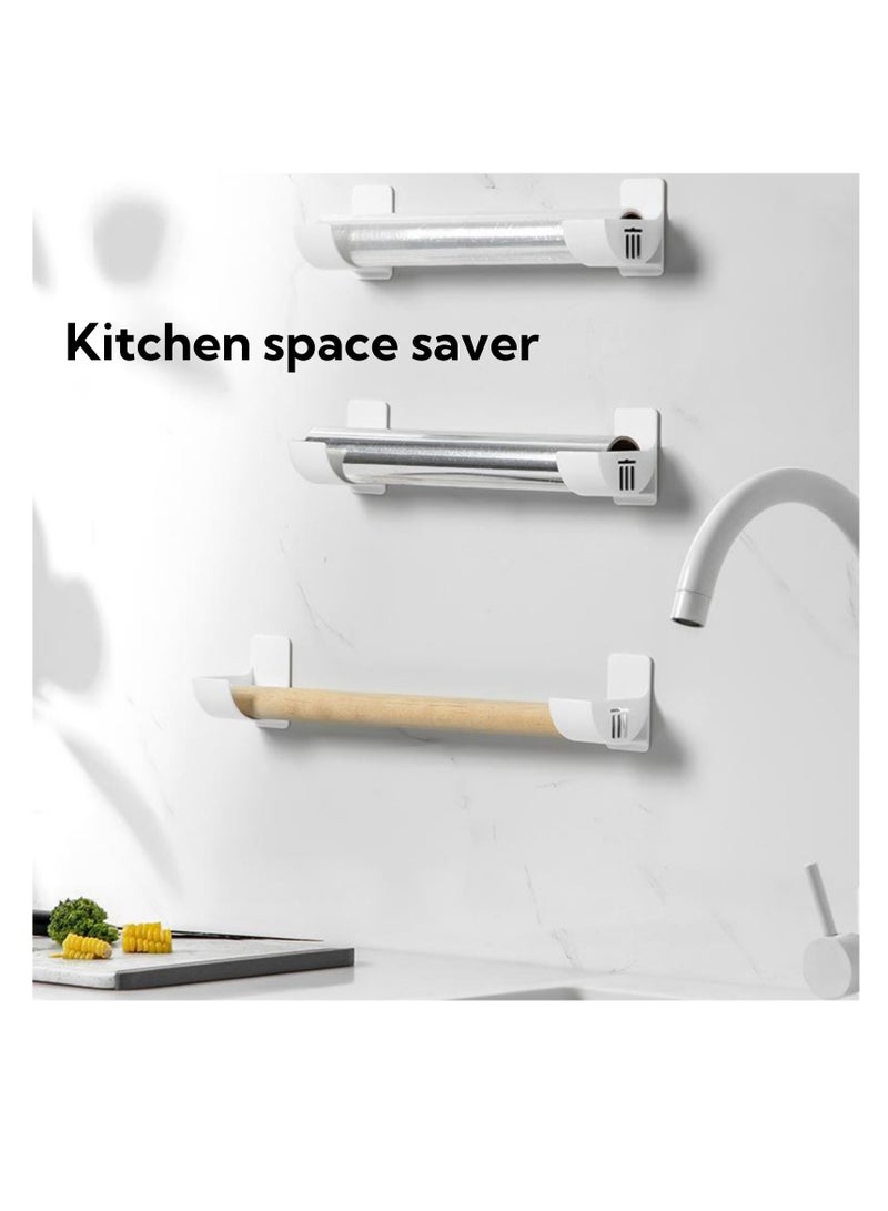 NOVOLAN Cling Film & Foil Holders, 4 Pairs No-Drill Storage Racks, Convenient Saran Wrap and Trash Bag Organizers, Side-Mount Fridge Storage Solution, Adhesive Installation, Bags Up to 6cm Diameter - Image 3