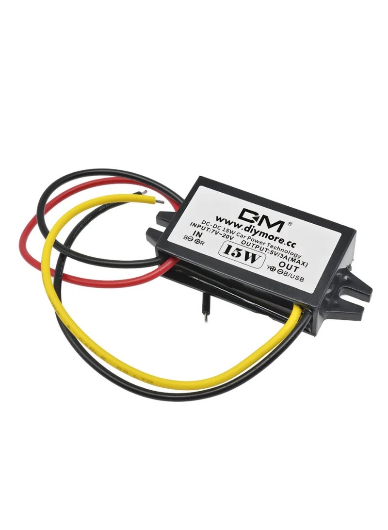 DC 12v to 5v Converter DC to DC 7-20V to 5V 3A 15W Converter Low Heat Auto Protection Waterproof  - Image 1
