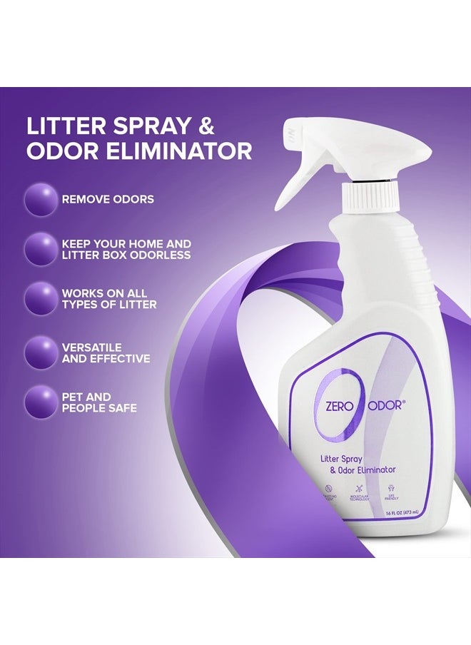 Zero Odor – Litter Odor Eliminator - Permanently Eliminate Litter Odors with Best Patented Molecular Technology - Pet Safe & Works on all types of litter, 16oz (Over 400 Sprays)  - Image 5