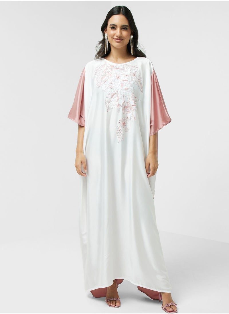hayas closet - Embroidered Cape Sleeve Jalabiya - Image 1