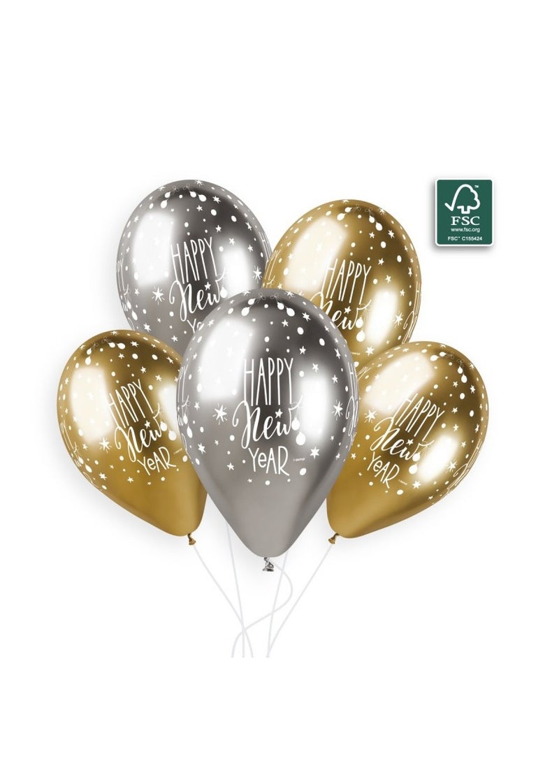 Gemar 12" Shiny Gold & Silver Happy New Year 25Ct 