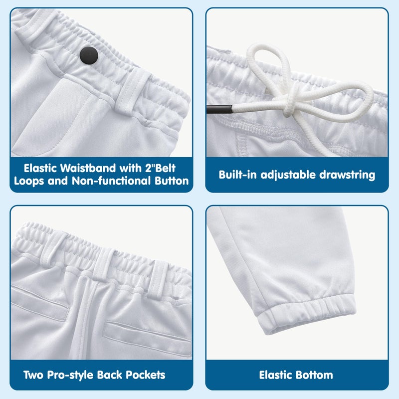 MIVEI 2T/3T/4T/5T to Youth Toddler Boys Knicker Baseball Pants Gilrs Softball Pants Kids Tball Practice Pants with Pockets - Image 3