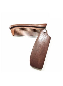 Medifier Red Sandalwood Wood Foldable Beard Hair Combs for Men Pocket Fine Tooth Mustache Combs Small Portable Folding Wooden Bangs Comb 