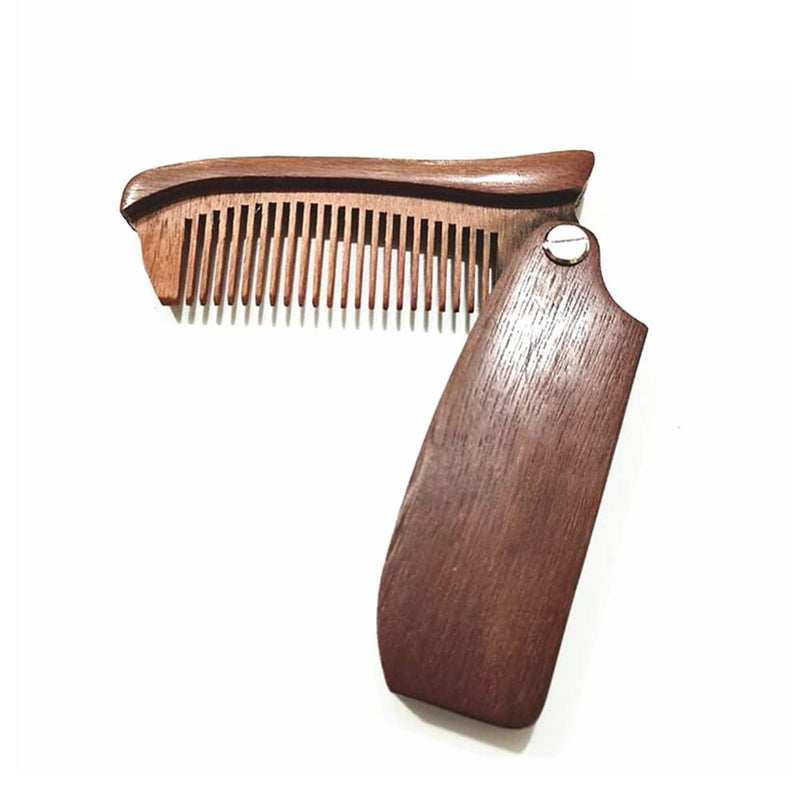 Red Sandalwood Wood Foldable Beard Hair Combs for Men Pocket Fine Tooth Mustache Combs Small Portable Folding Wooden Bangs Comb