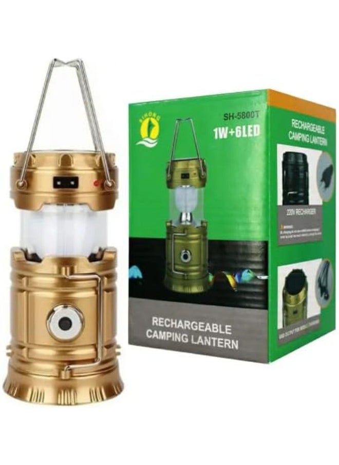 Generic Solar Rechargeable Camping Lantern & Portable Flashlight (1 W + 6 Led) with USB output for  mobile charging, 220 v code(SH-5900T)  - Image 4