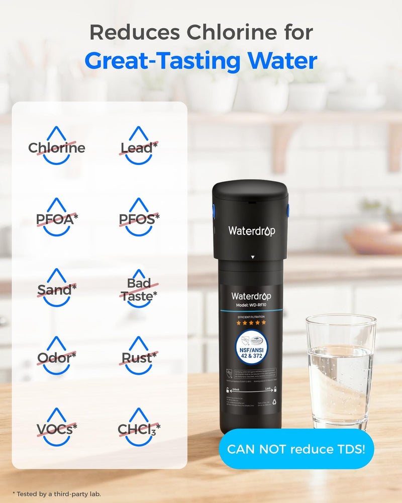 Waterdrop 10UB Under Sink Water Filter, Reduces PFAS, PFOA/PFOS, Lead, Chlorine, Bad Taste, NSF/ANSI 42 Certified, 11K Gallons, Easy Installation - Image 3
