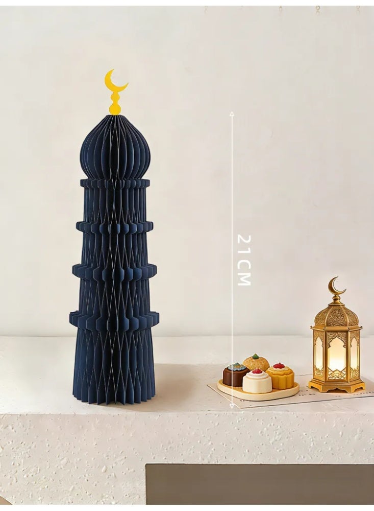 زينة طاولة مسجد ورق خلوي مطوي لرمضان مبارك، ديكور قصر هلال لعيد الفطر، زينة مناسبات حفلات مسلمة - Image 4