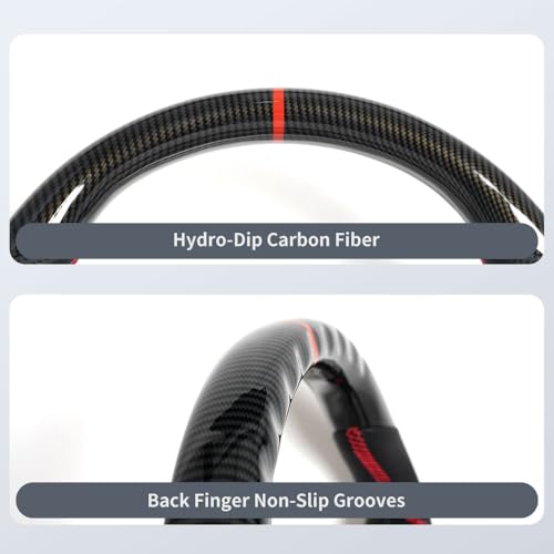 JIANGGAI D-Shaped Flat Bottom Perforated Leather Grip Steering Wheel, Full Leather Steering Wheel Fit For Jeep wrangler JK 2011-2017 - Image 2