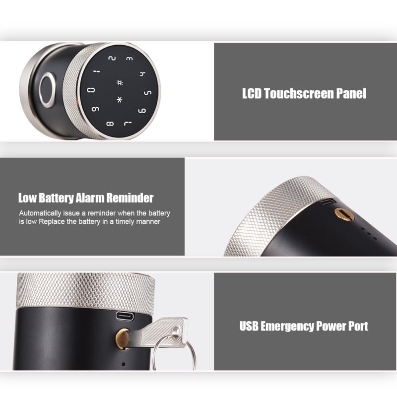 Fingerprint Door Knob: Black Gold, 0.5s Fast Recognition, 5 Unlock Modes - Tuya App Control, USB Rechargeable, Biometric Door Lock for Home & Apartment Security - Image 2