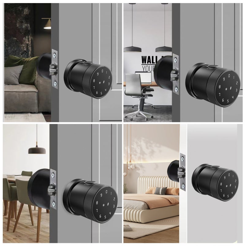 Fingerprint Door Knob: Black Gold, 0.5s Fast Recognition, 5 Unlock Modes - Tuya App Control, USB Rechargeable, Biometric Door Lock for Home & Apartment Security - Image 5