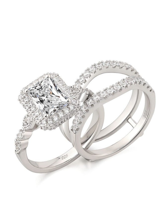 Newshe Jewellery Newshe 2.78Ct Wedding Band Bridal Ring Enhancer Engagement Ring Set For Women 925 Sterling Silver Radiant White Gold 5A Cz Size 510 (A Radiantwhite 7.5) - Image 1