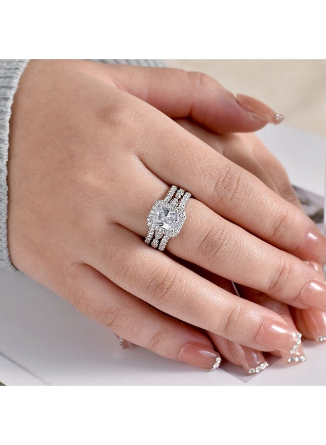 Newshe Jewellery Newshe 2.78Ct Wedding Band Bridal Ring Enhancer Engagement Ring Set For Women 925 Sterling Silver Radiant White Gold 5A Cz Size 510 (A Radiantwhite 7.5) - Image 5