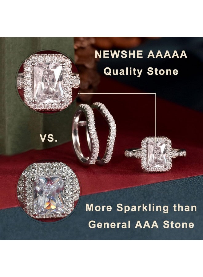 Newshe Jewellery Newshe 2.78Ct Wedding Band Bridal Ring Enhancer Engagement Ring Set For Women 925 Sterling Silver Radiant White Gold 5A Cz Size 510 (A Radiantwhite 7.5) - Image 2