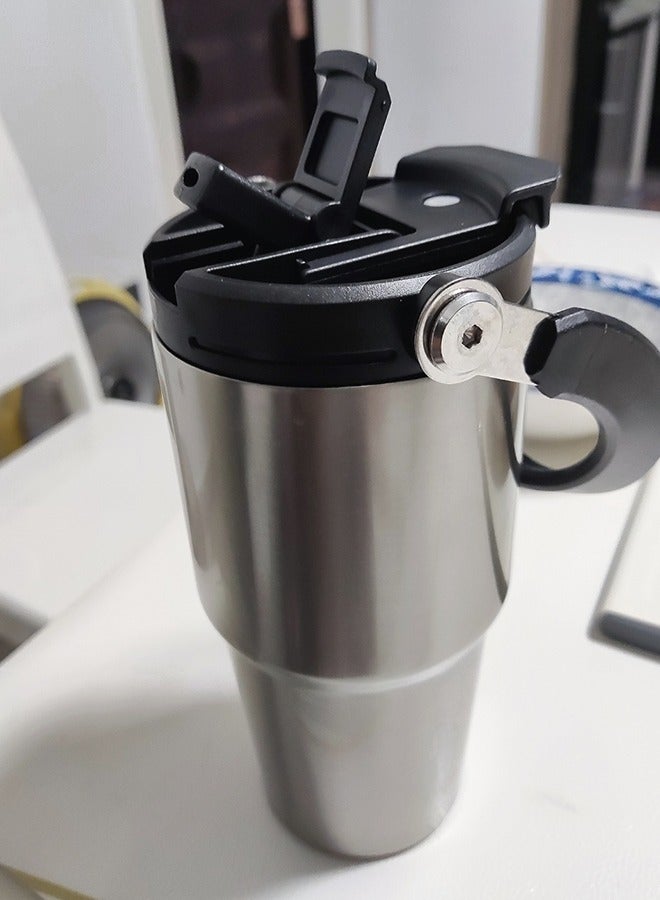 Multifunctional 30oz Car Mug Thermos 304 Stainless Steel Vacuum Ice and Hot Drinks Insulated Tumbler Handle Mug Wide Mouth Ice Bar Mug - Image 5