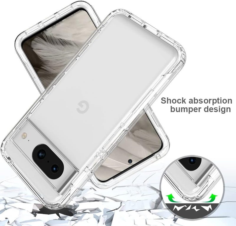 زيني غطاء لهاتف Google Pixel 8، حماية صدمات 360 درجة مع حماية شاملة وواقي شاشة مدمج، غطاء خارجي متين بإطار، كريستال - Image 4