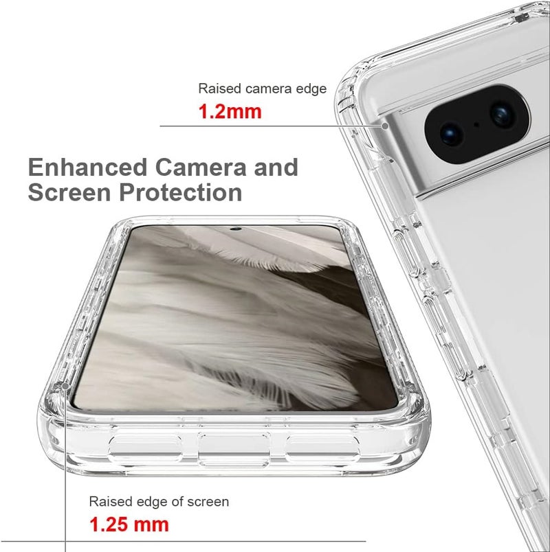 زيني غطاء لهاتف Google Pixel 8، حماية صدمات 360 درجة مع حماية شاملة وواقي شاشة مدمج، غطاء خارجي متين بإطار، كريستال - Image 5