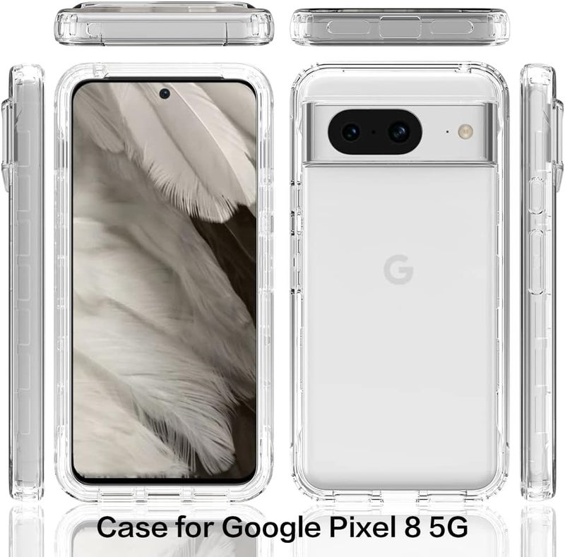زيني غطاء لهاتف Google Pixel 8، حماية صدمات 360 درجة مع حماية شاملة وواقي شاشة مدمج، غطاء خارجي متين بإطار، كريستال - Image 2