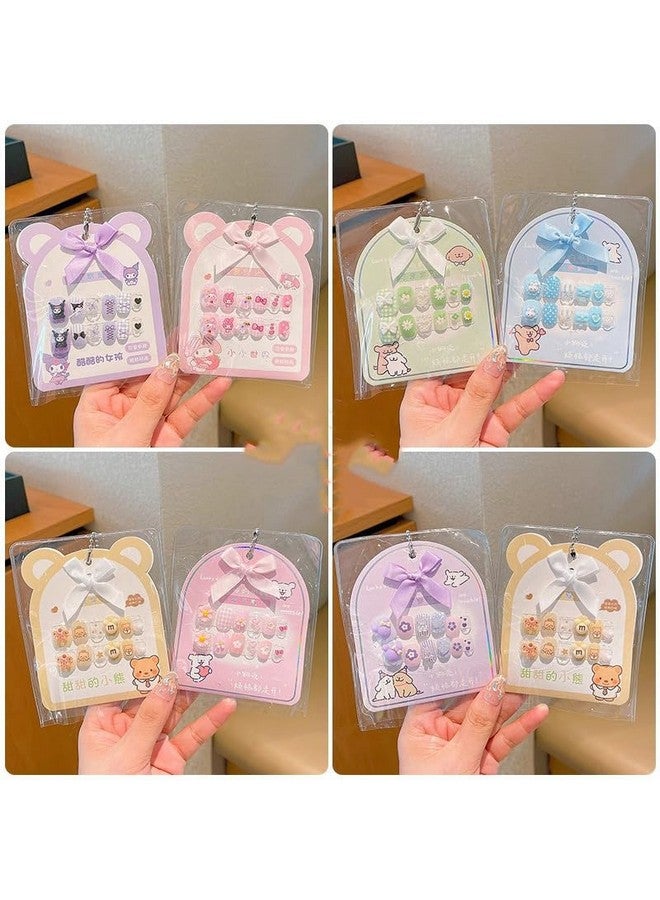 DORMITORRY Reusable Press On Nails for Kids | Cute & Colorful Cartoon Nail Art Kit | Safe, Easy to Use Jelly Glue for DIY Manicures | Lovely Press on French Nails | 12 Pcs Multicolor Design - Image 2