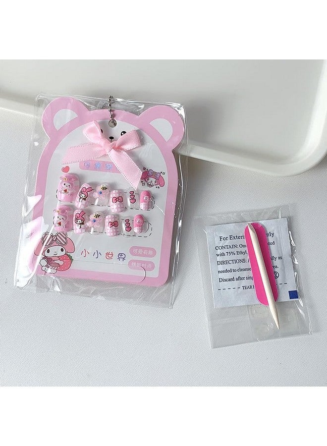 DORMITORRY Reusable Press On Nails for Kids | Cute & Colorful Cartoon Nail Art Kit | Safe, Easy to Use Jelly Glue for DIY Manicures | Lovely Press on French Nails | 12 Pcs Multicolor Design - Image 4