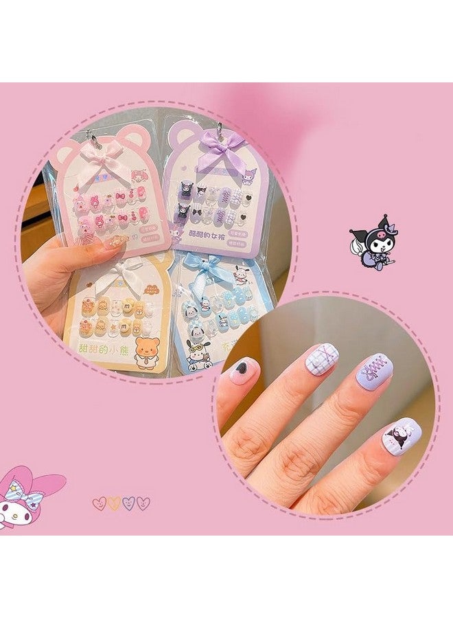 DORMITORRY Reusable Press On Nails for Kids | Cute & Colorful Cartoon Nail Art Kit | Safe, Easy to Use Jelly Glue for DIY Manicures | Lovely Press on French Nails | 12 Pcs Multicolor Design - Image 5