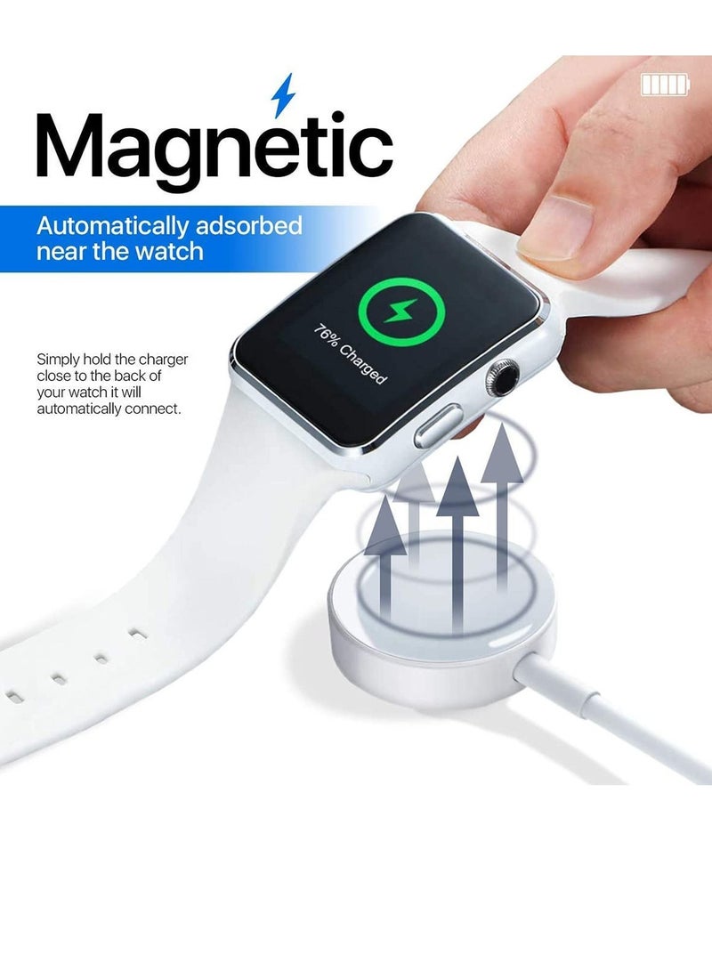 Magnetic Wireless Charging Dock Portable Smart USB Watch Charger Cable For Apple iWatch (Series 7/6/5/4/3/2) Apple watch For iPhone - White - Image 1