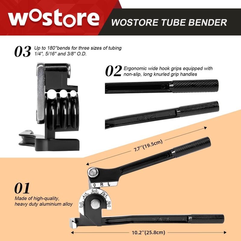 Wostore 180 Degree Tubing Bender for 1/4 5/16 and 3/8Inch Copper Aluminum Thin Stainless Steel Black - Image 3