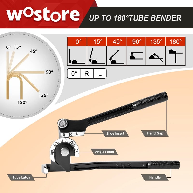 Wostore 180 Degree Tubing Bender for 1/4 5/16 and 3/8Inch Copper Aluminum Thin Stainless Steel Black - Image 5
