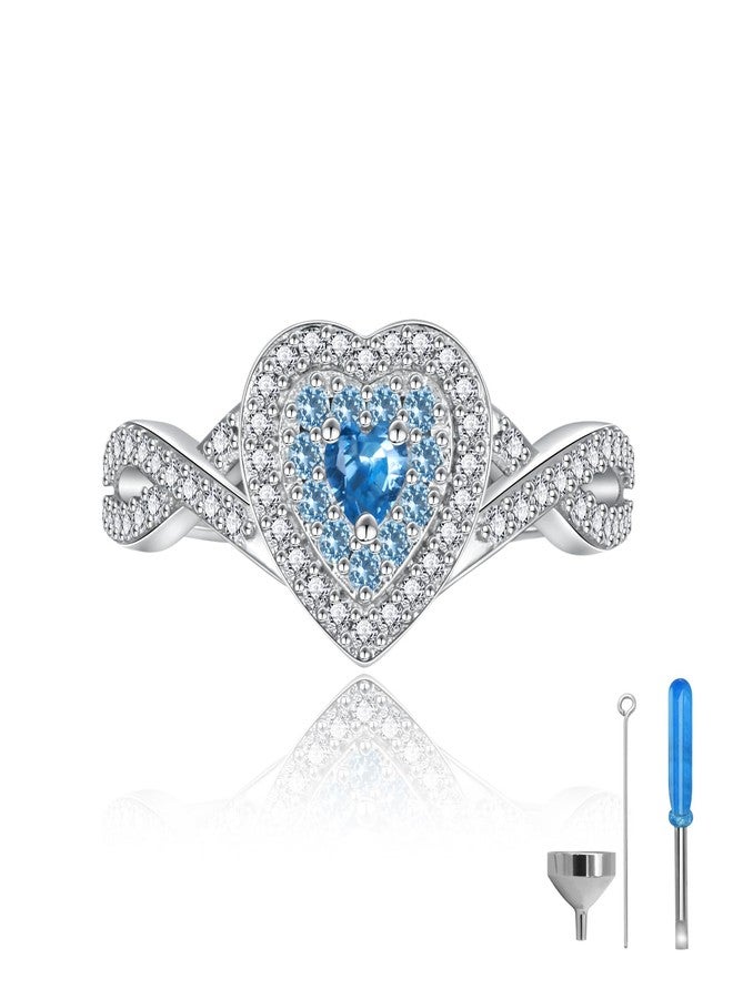 Sariel Teardrop Cremation Ring for Ashes - 925 Sterling Silver Urn Keepake Rings Memorial Jewelry for Women (Heart (Blue), 8) - Image 1